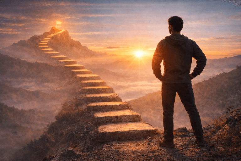 A man looking to achieve his goal will build momentum through small wins