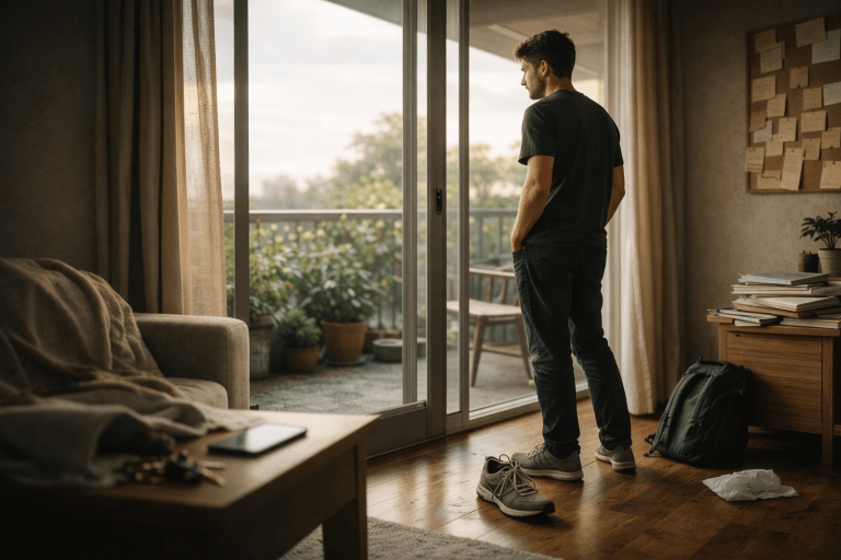 A man staring out the window not feeling like doing anything due to a lack of motivation