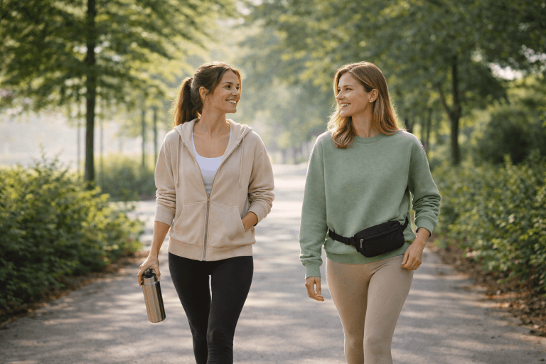 friend out for a walk as they work on new habit formation process