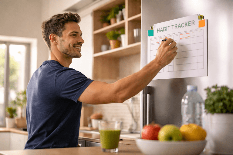 man working on his micro habits by leveraging a habit tracker
